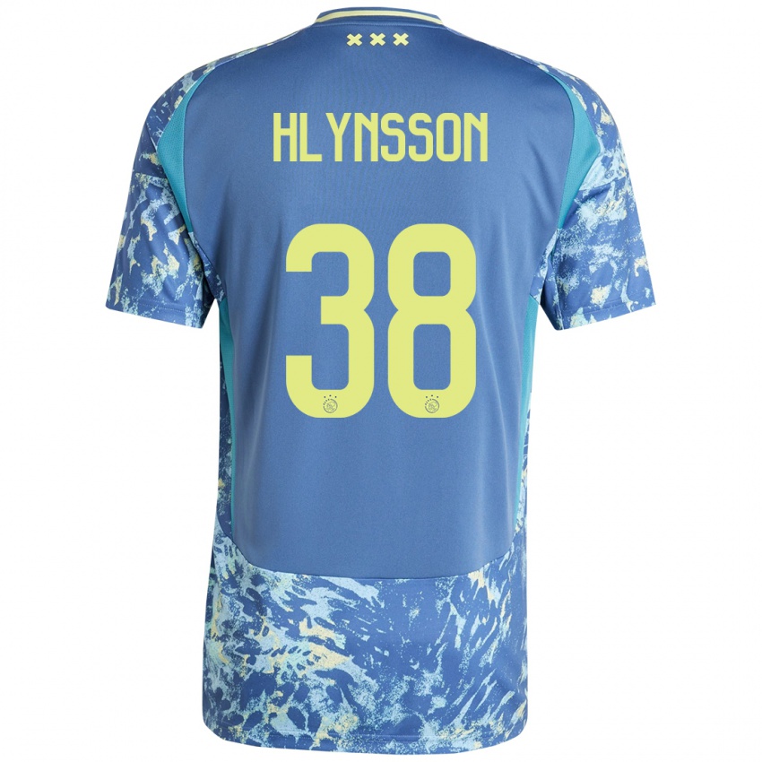 Homem Camisola Kristian Hlynsson #38 Amarelo Azul Cinzento Alternativa 2024/25 Camisa