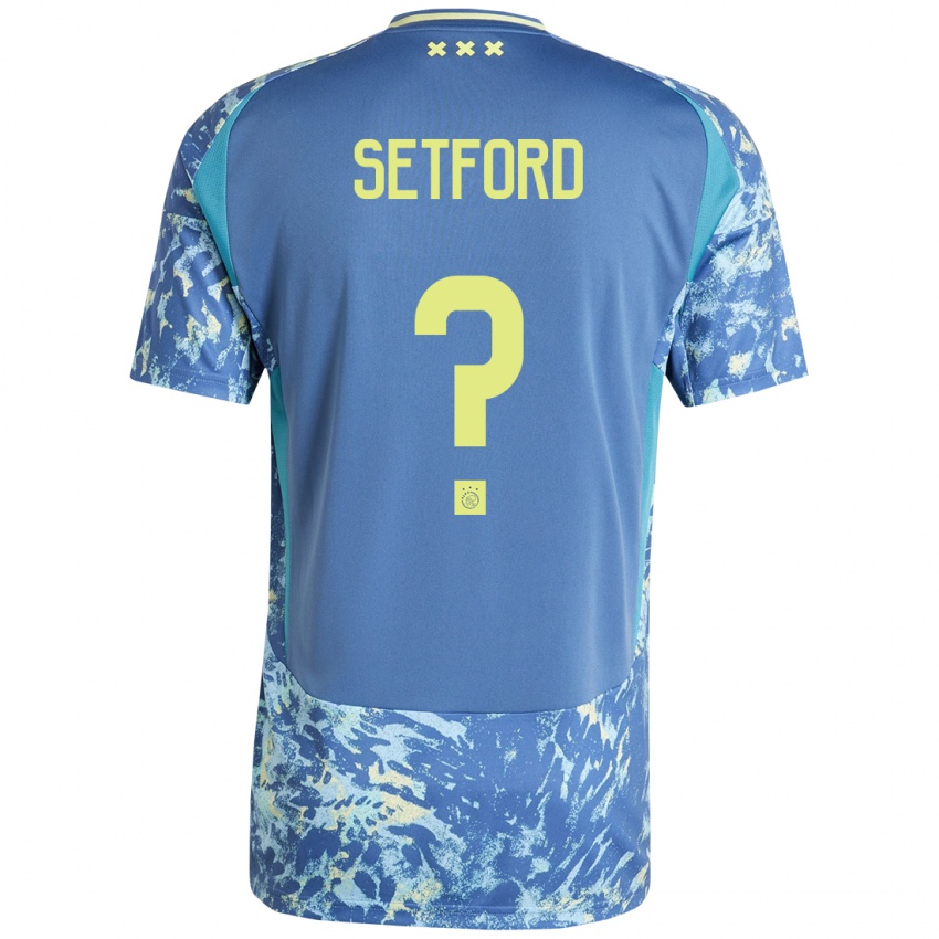 Homem Camisola Charlie Setford #0 Amarelo Azul Cinzento Alternativa 2024/25 Camisa