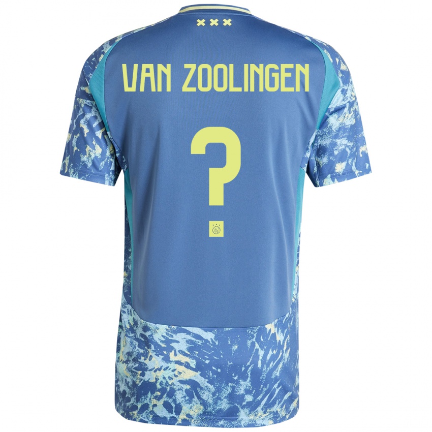 Homem Camisola Glenn Van Zoolingen #0 Amarelo Azul Cinzento Alternativa 2024/25 Camisa