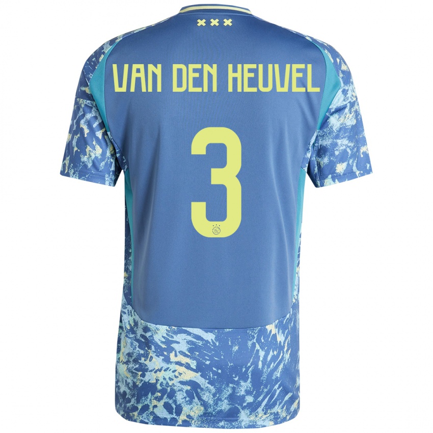 Homem Camisola Nino Van Den Heuvel #3 Amarelo Azul Cinzento Alternativa 2024/25 Camisa