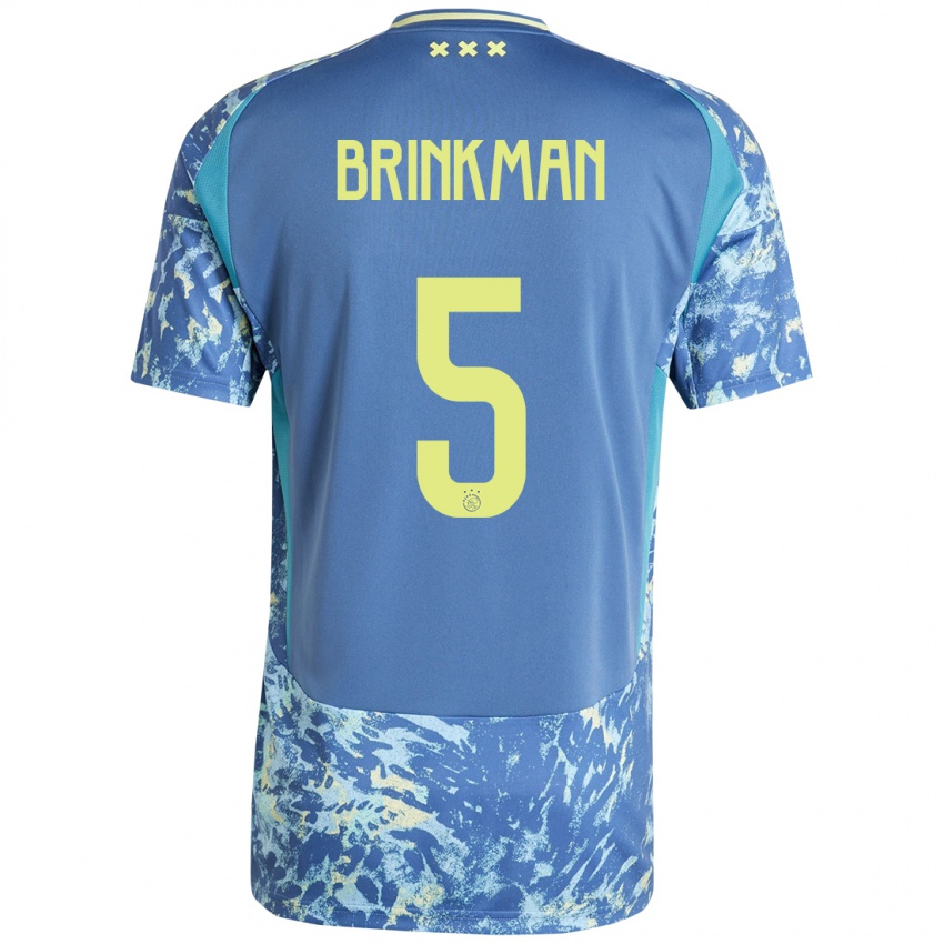 Homem Camisola Tim Brinkman #5 Amarelo Azul Cinzento Alternativa 2024/25 Camisa