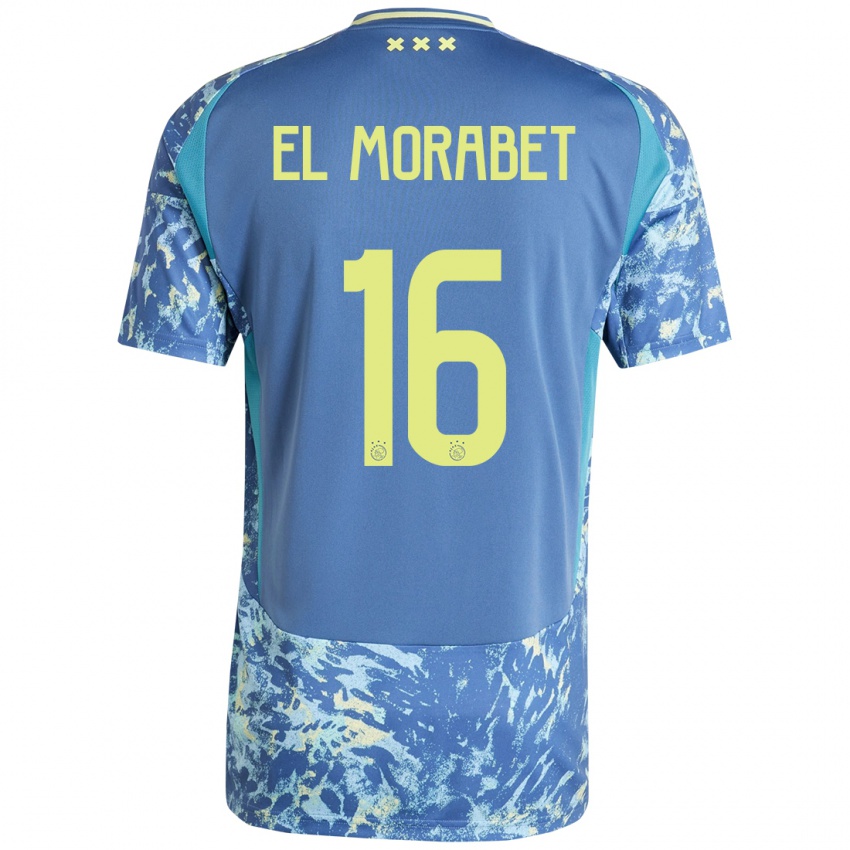 Homem Camisola Younes El Morabet #16 Amarelo Azul Cinzento Alternativa 2024/25 Camisa