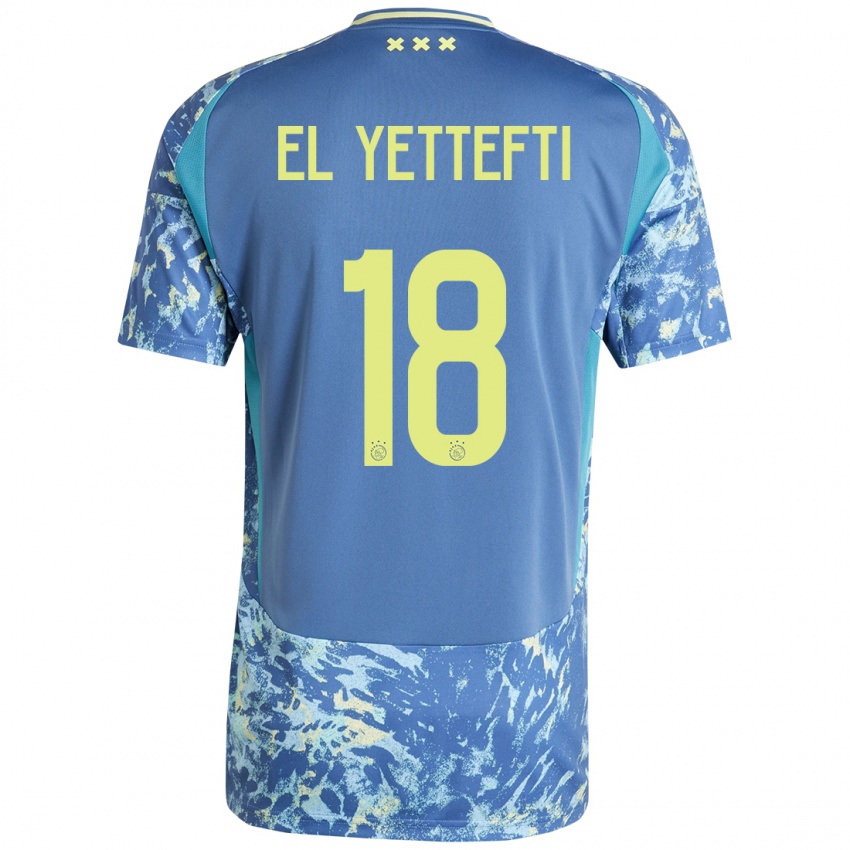 Homem Camisola Adil Amghar El Yettefti #18 Amarelo Azul Cinzento Alternativa 2024/25 Camisa