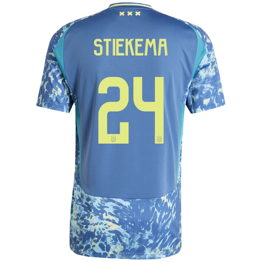 Homem Camisola Iris Stiekema #24 Amarelo Azul Cinzento Alternativa 2024/25 Camisa