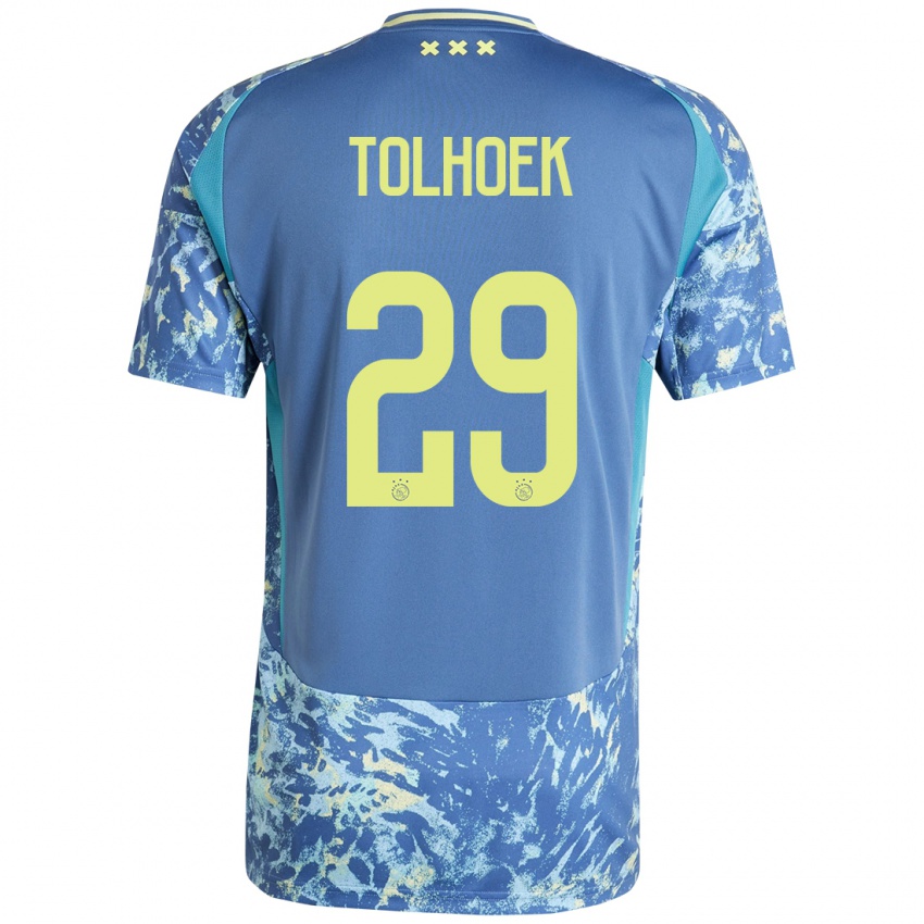 Homem Camisola Danique Tolhoek #29 Amarelo Azul Cinzento Alternativa 2024/25 Camisa