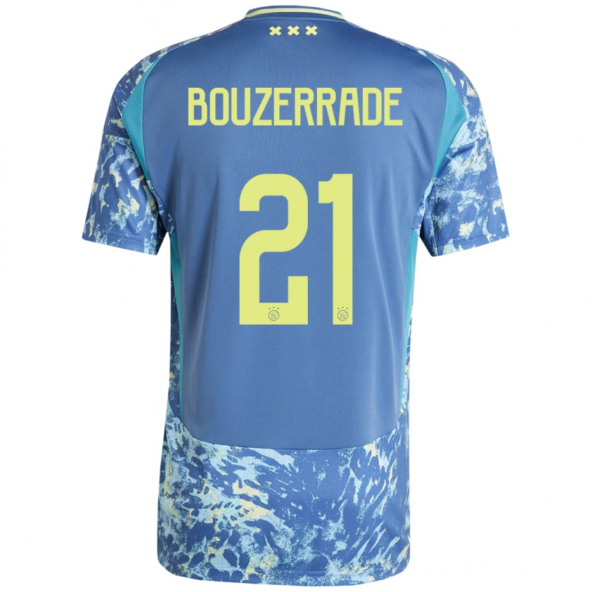 Homem Camisola Zaina Bouzerrade #21 Amarelo Azul Cinzento Alternativa 2024/25 Camisa