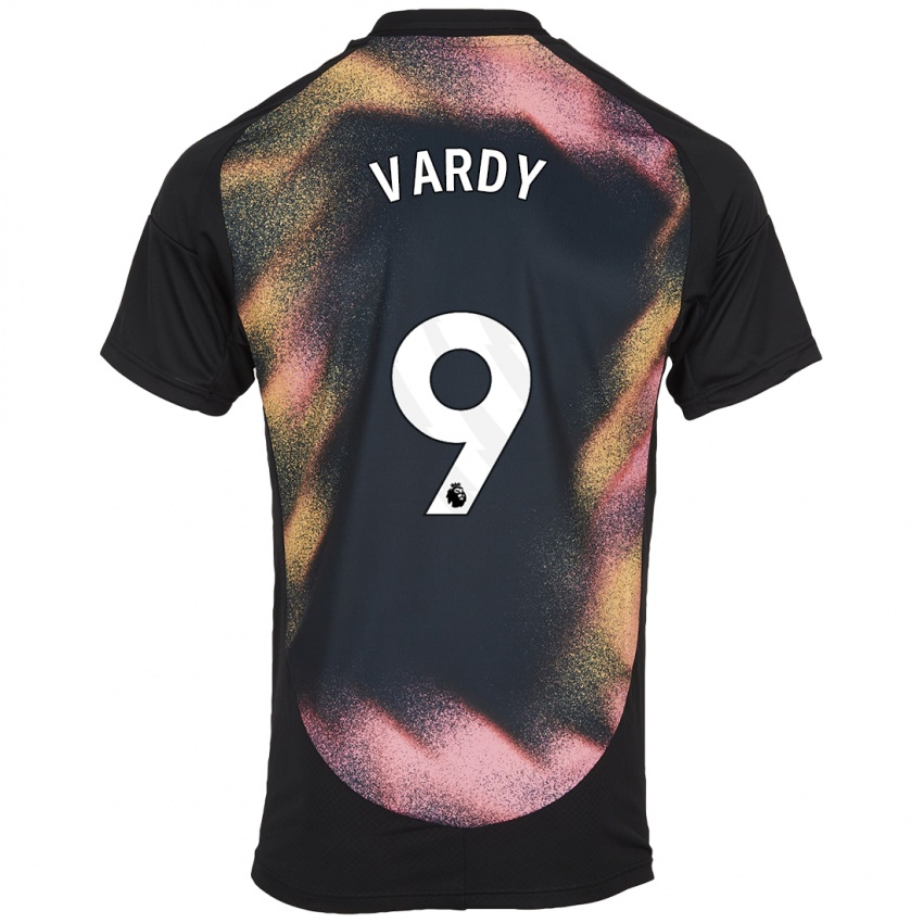 Homem Camisola Jamie Vardy #9 Preto Branco Alternativa 2024/25 Camisa