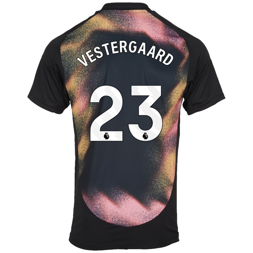 Homem Camisola Jannik Vestergaard #23 Preto Branco Alternativa 2024/25 Camisa