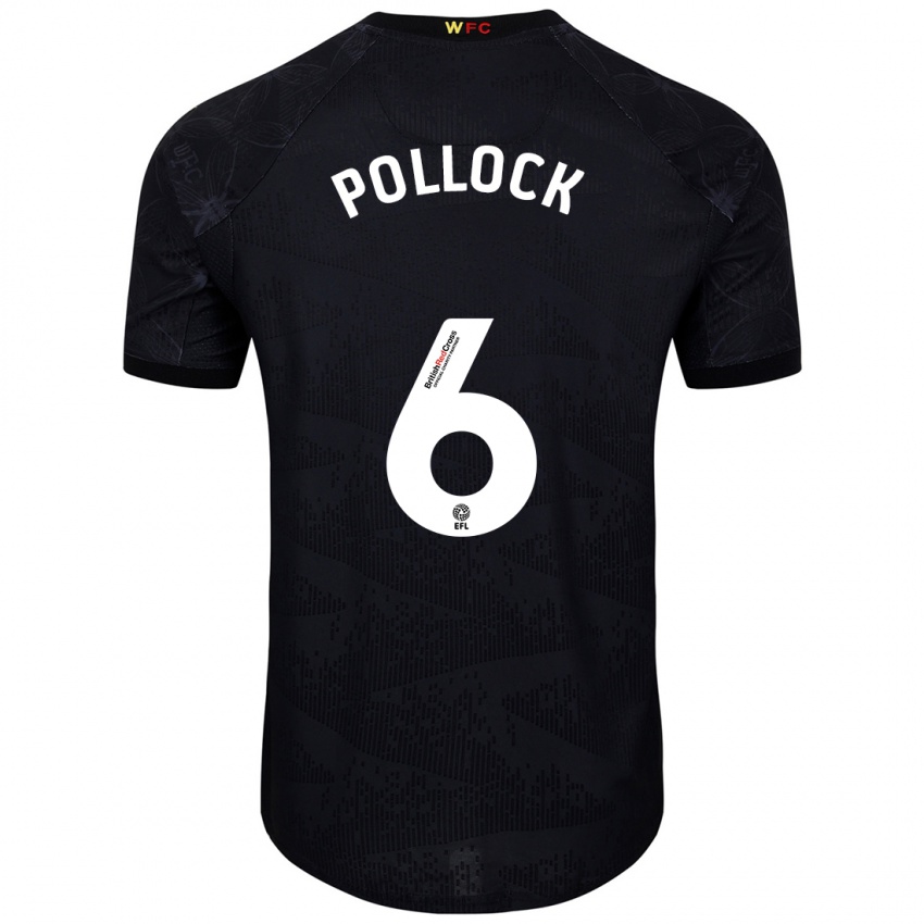 Homem Camisola Mattie Pollock #6 Preto Branco Alternativa 2024/25 Camisa