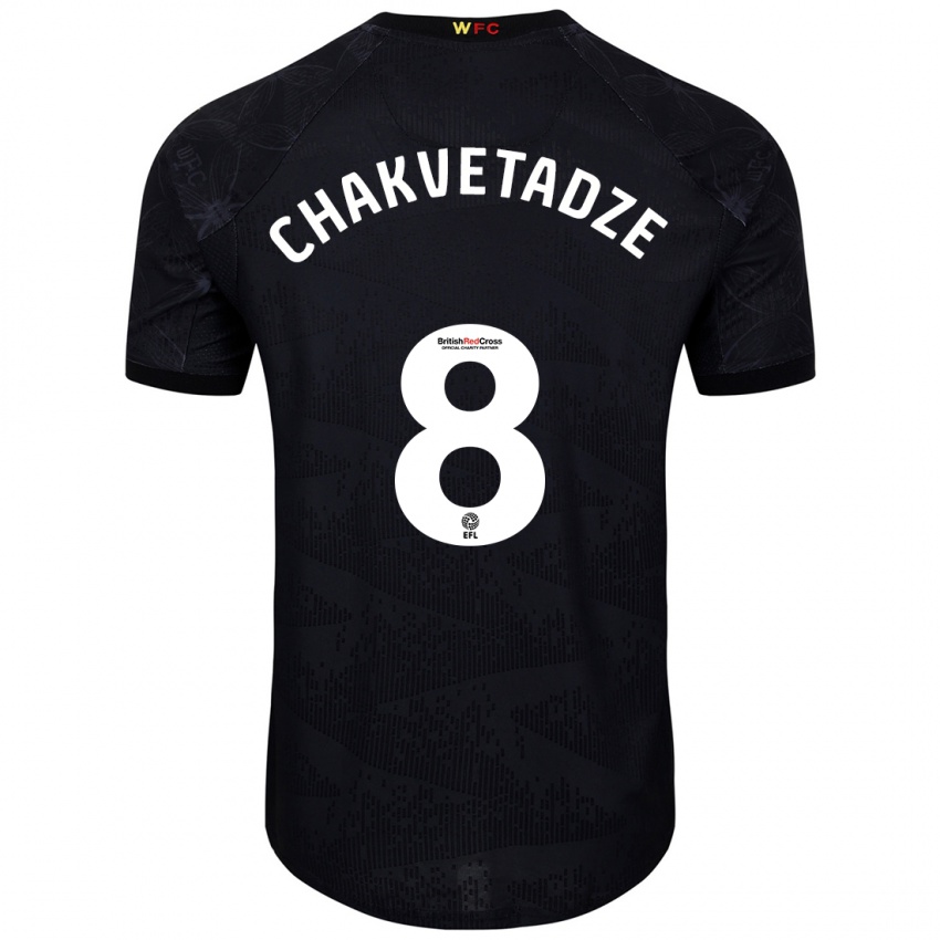 Homem Camisola Giorgi Chakvetadze #8 Preto Branco Alternativa 2024/25 Camisa