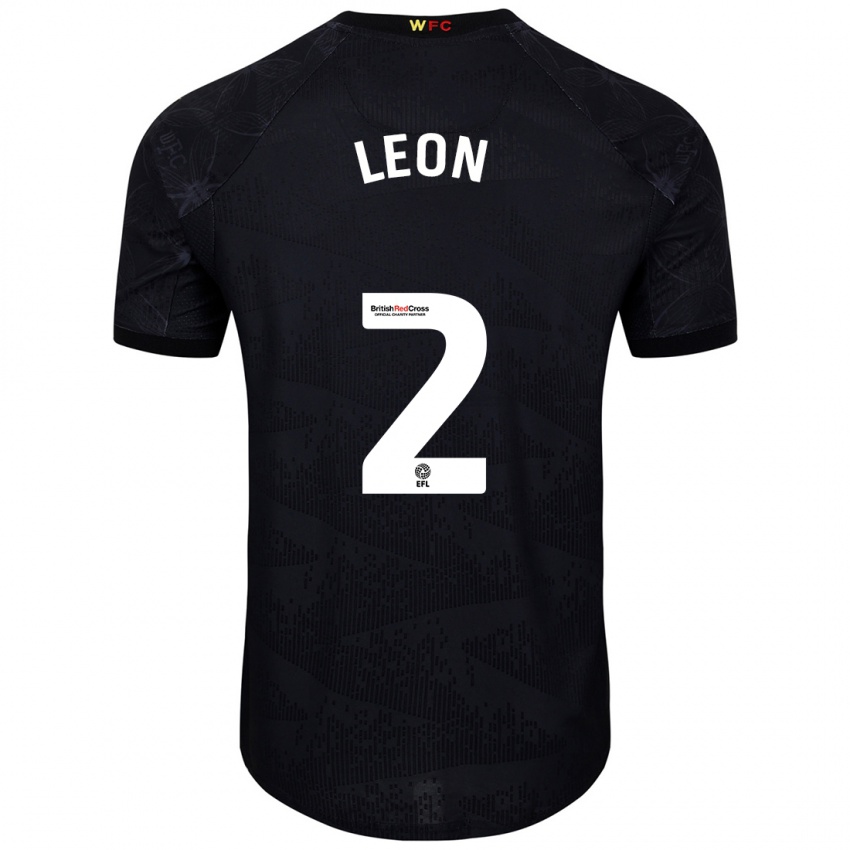 Homem Camisola Lucía León #2 Preto Branco Alternativa 2024/25 Camisa