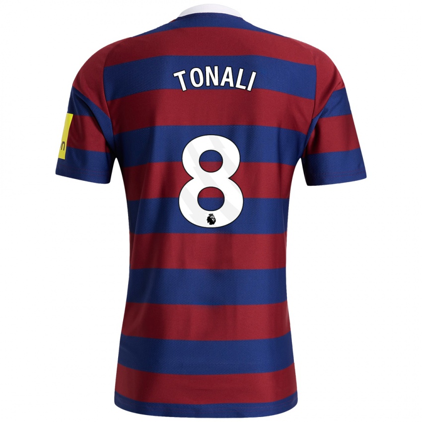 Homem Camisola Sandro Tonali #8 Bordeaux Azul Marinho Alternativa 2024/25 Camisa