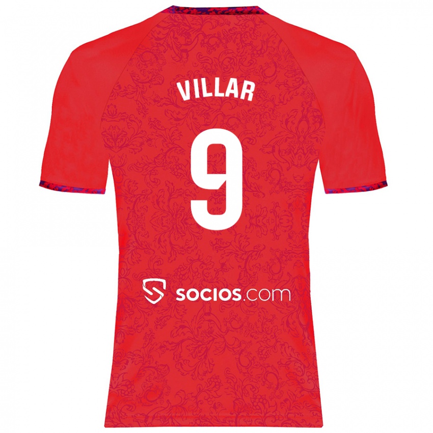 Homem Camisola Iker Villar #9 Vermelho Alternativa 2024/25 Camisa