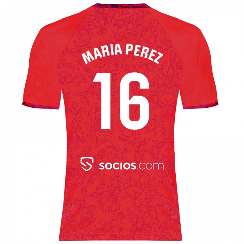 Homem Camisola María Pérez Rabaza #16 Vermelho Alternativa 2024/25 Camisa