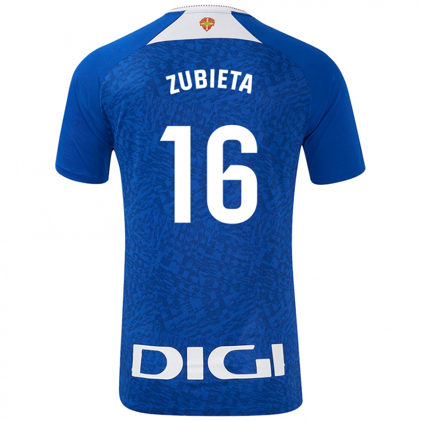 Homem Camisola Maite Zubieta Arambarri #16 Azul Real Alternativa 2024/25 Camisa