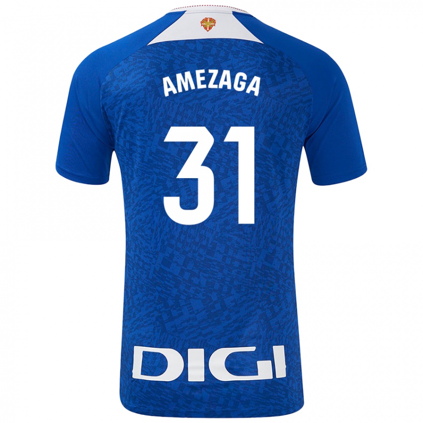 Homem Camisola Jone Amezaga #31 Azul Real Alternativa 2024/25 Camisa