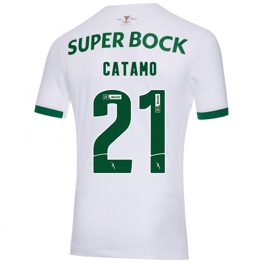 Homem Camisola Geny Catamo #21 Verde Branco Alternativa 2024/25 Camisa