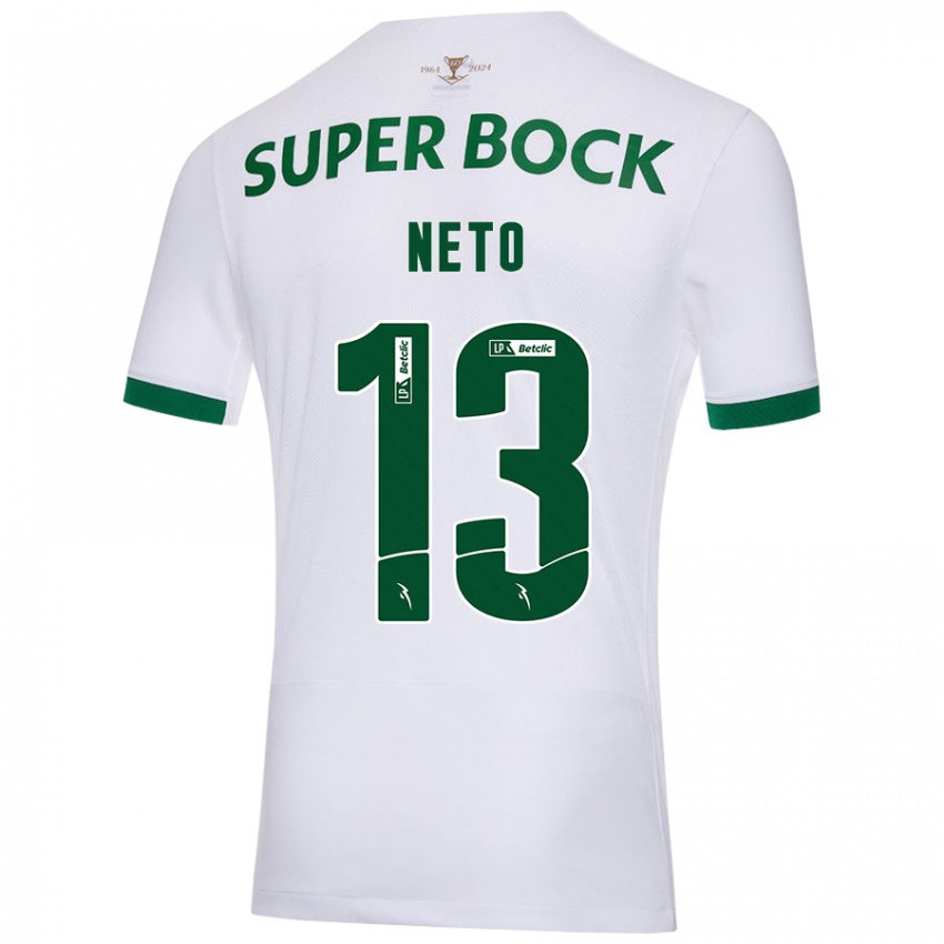 Homem Camisola Luis Neto #13 Verde Branco Alternativa 2024/25 Camisa