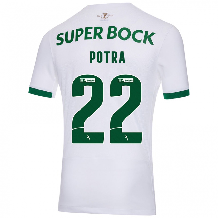 Homem Camisola Catarina Sofia Branco Potra #22 Verde Branco Alternativa 2024/25 Camisa