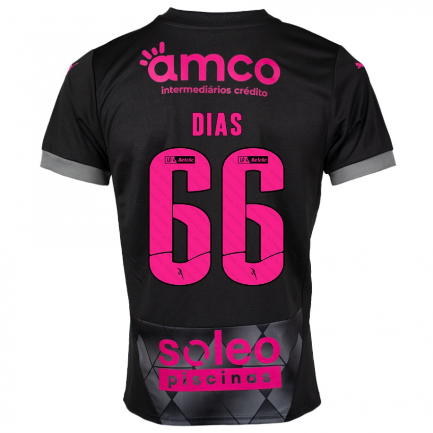 Homem Camisola Gonçalo Dias #66 Preto Rosa Alternativa 2024/25 Camisa