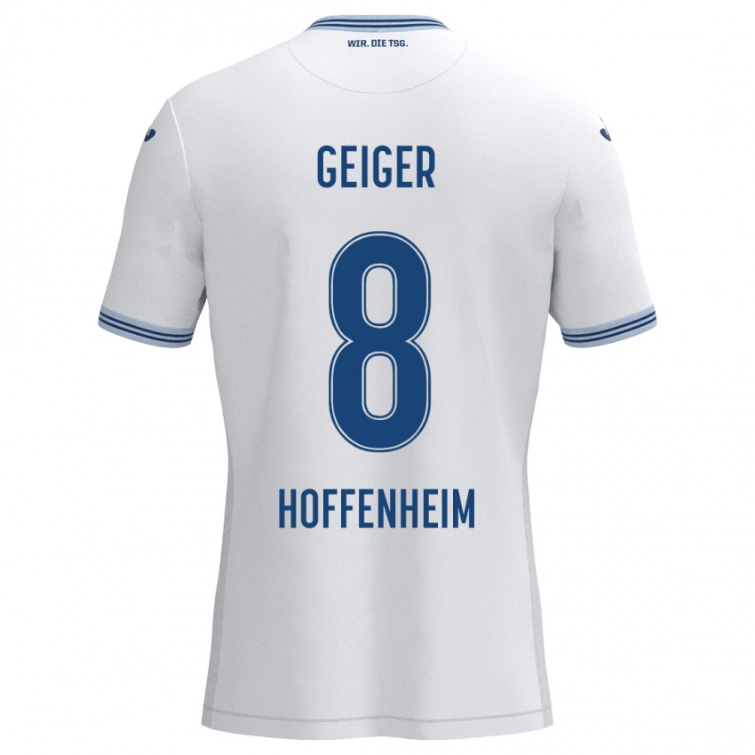 Homem Camisola Dennis Geiger #8 Azul Branco Alternativa 2024/25 Camisa