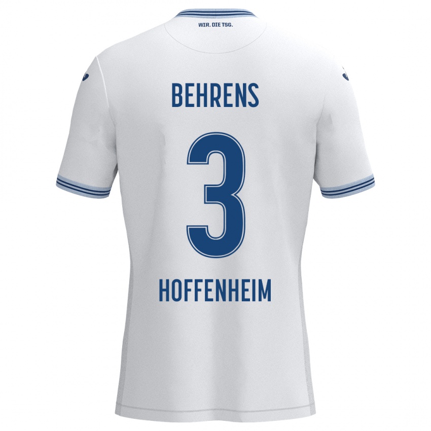 Homem Camisola Hennes Behrens #3 Azul Branco Alternativa 2024/25 Camisa