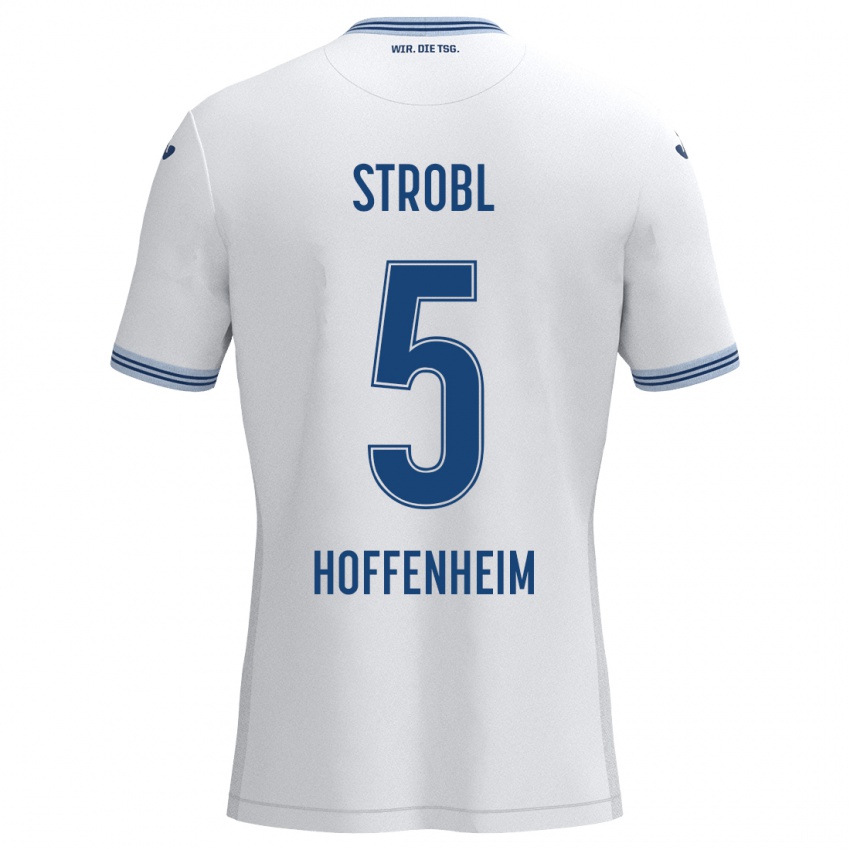 Homem Camisola Lars Strobl #5 Azul Branco Alternativa 2024/25 Camisa