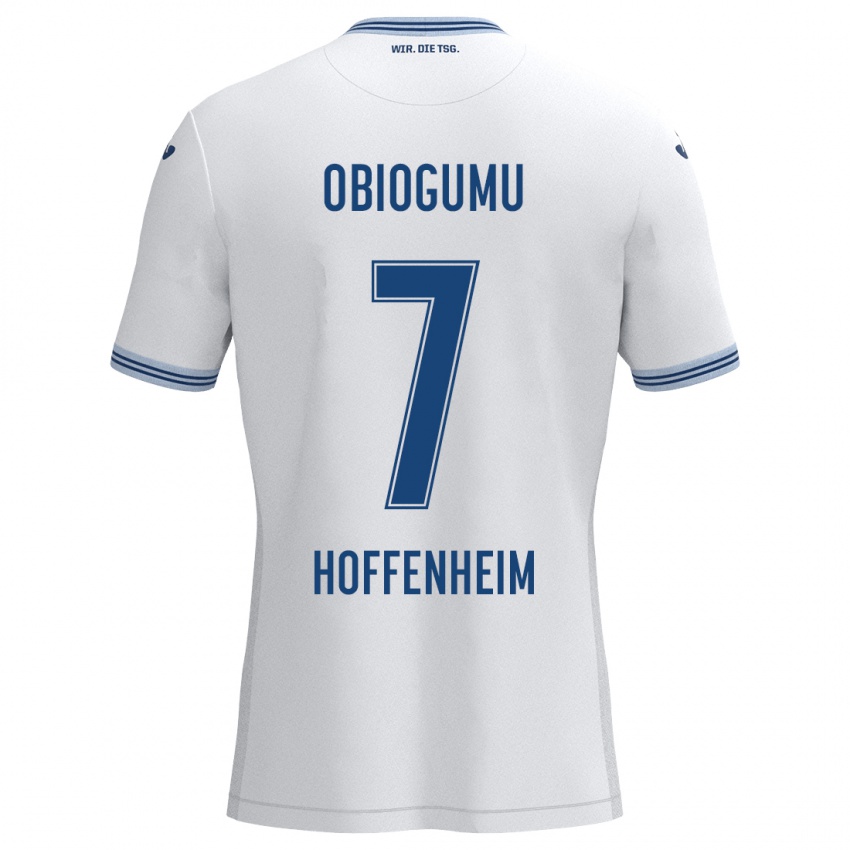 Homem Camisola Uche Obiogumu #7 Azul Branco Alternativa 2024/25 Camisa