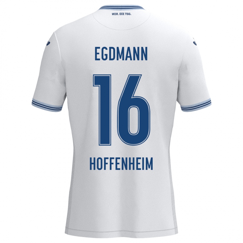 Homem Camisola Mika Egdmann #16 Azul Branco Alternativa 2024/25 Camisa