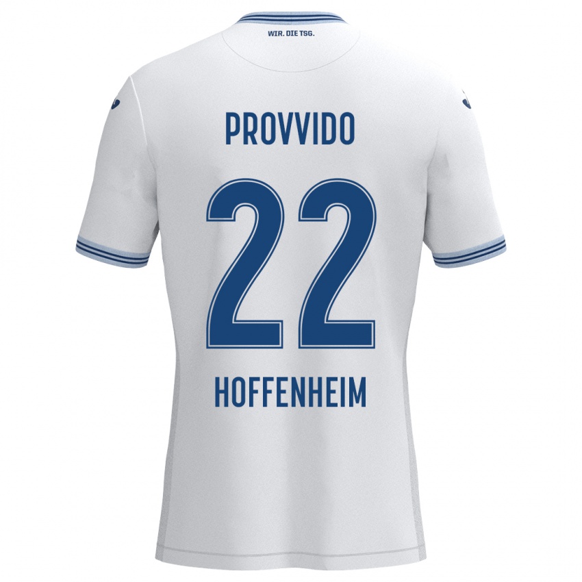 Homem Camisola Luca Provvido #22 Azul Branco Alternativa 2024/25 Camisa