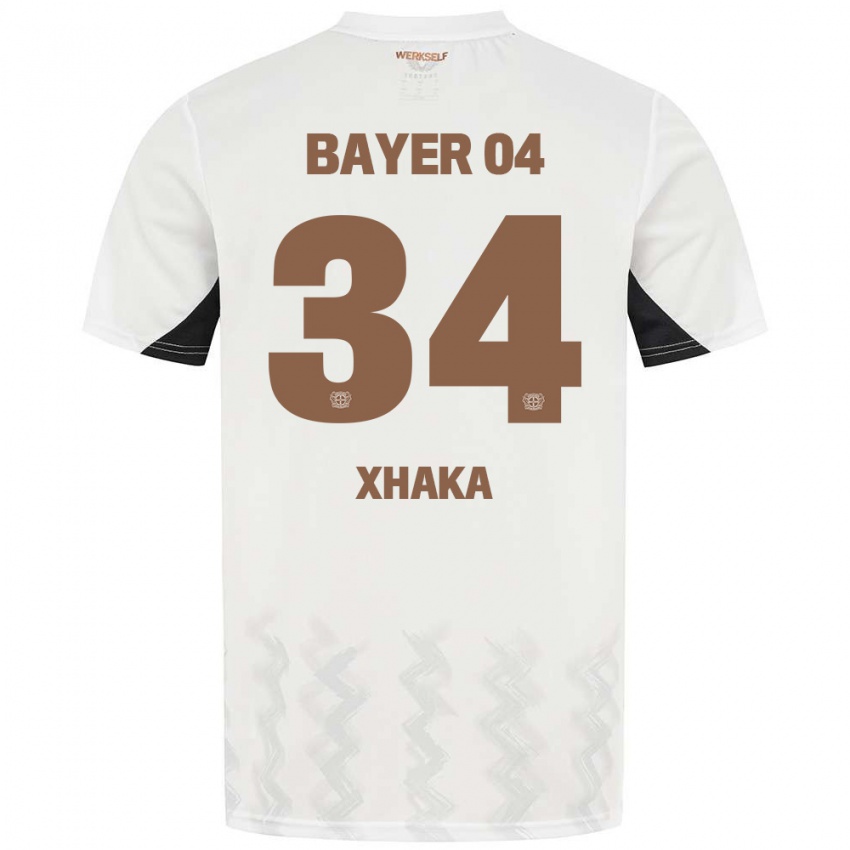 Homem Camisola Granit Xhaka #34 Preto Branco Alternativa 2024/25 Camisa