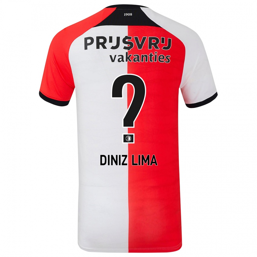 Mulher Camisola Lucas Diniz Lima #0 Branco Vermelho Principal 2024/25 Camisa