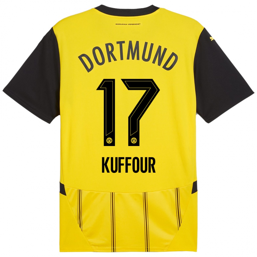 Mulher Camisola Lloyd-Addo Kuffour #17 Preto Amarelo Principal 2024/25 Camisa