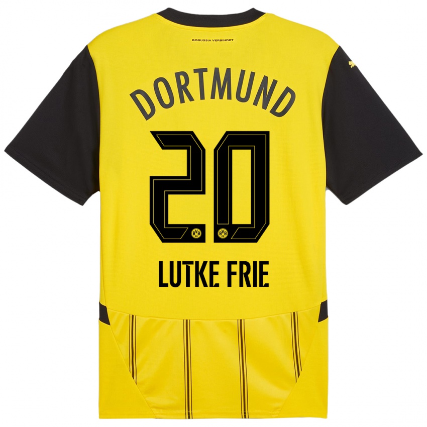 Mulher Camisola Dennis Lutke-Frie #20 Preto Amarelo Principal 2024/25 Camisa