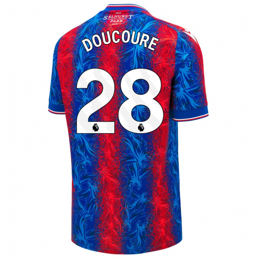 Mulher Camisola Cheick Doucoure #28 Listras Azul Vermelha Principal 2024/25 Camisa