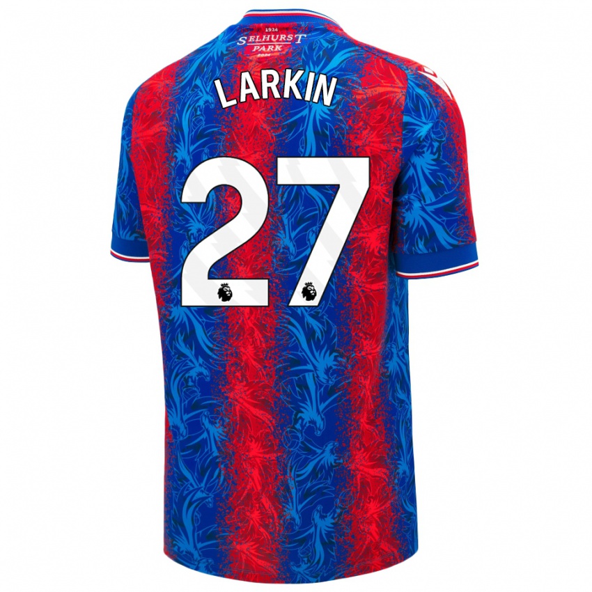 Mulher Camisola Abbie Larkin #27 Listras Azul Vermelha Principal 2024/25 Camisa