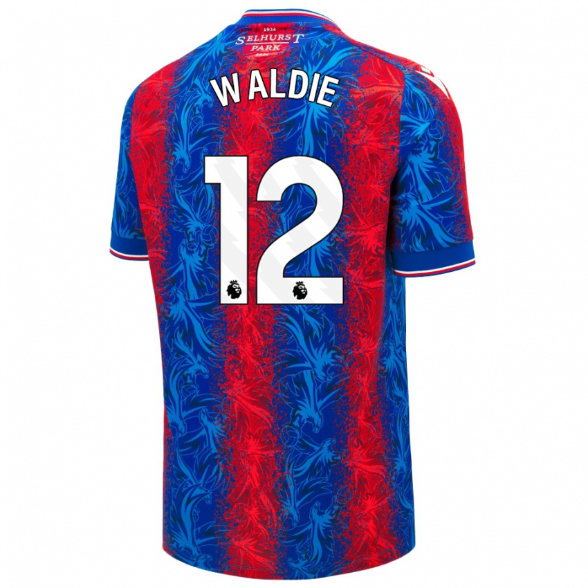 Mulher Camisola Lizzie Waldie #12 Listras Azul Vermelha Principal 2024/25 Camisa