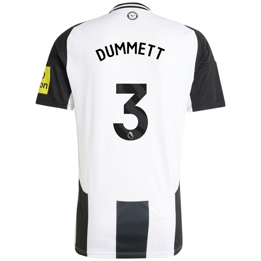 Mulher Camisola Paul Dummett #3 Preto Branco Principal 2024/25 Camisa