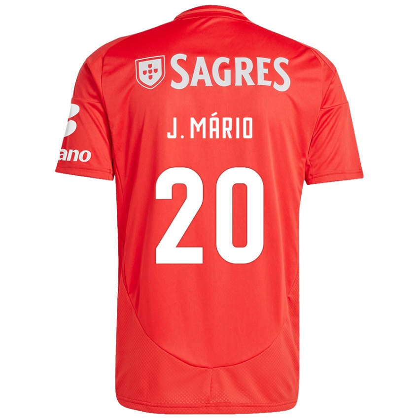 Mulher Camisola Joao Mario #20 Vermelho Branco Principal 2024/25 Camisa