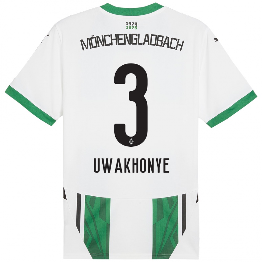 Mulher Camisola Joshua Uwakhonye #3 Verde Branco Principal 2024/25 Camisa