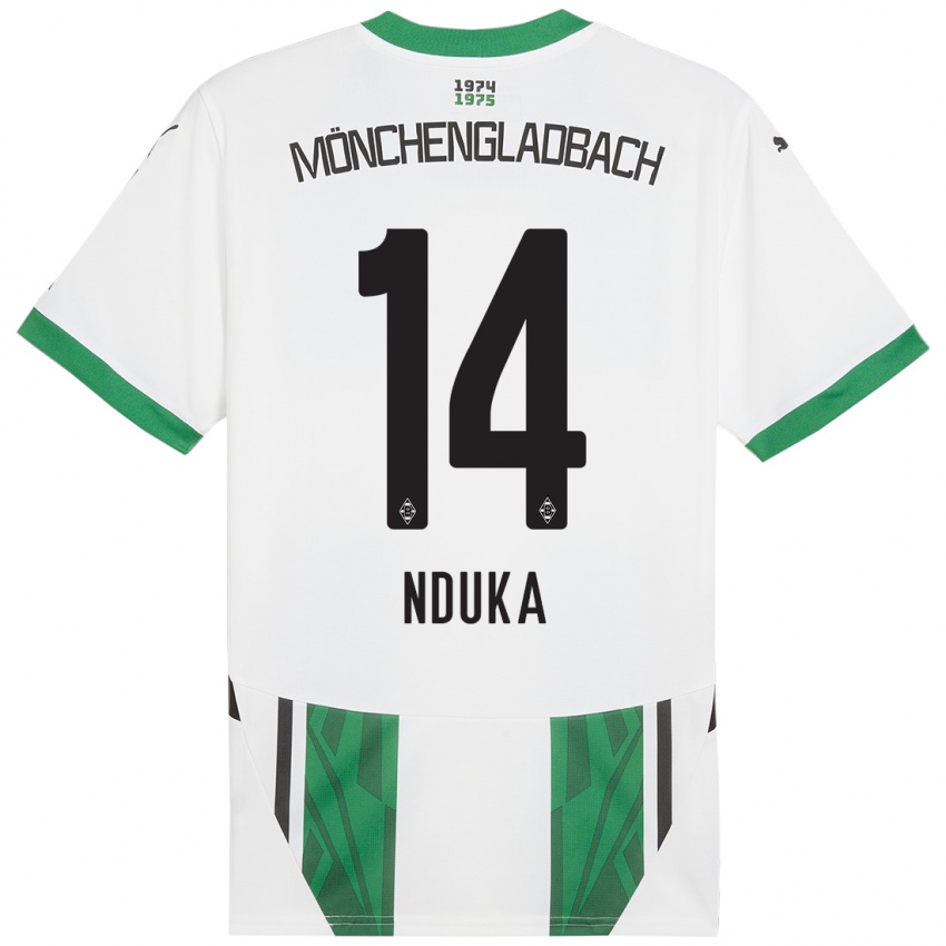 Mulher Camisola Michael Nduka #14 Verde Branco Principal 2024/25 Camisa