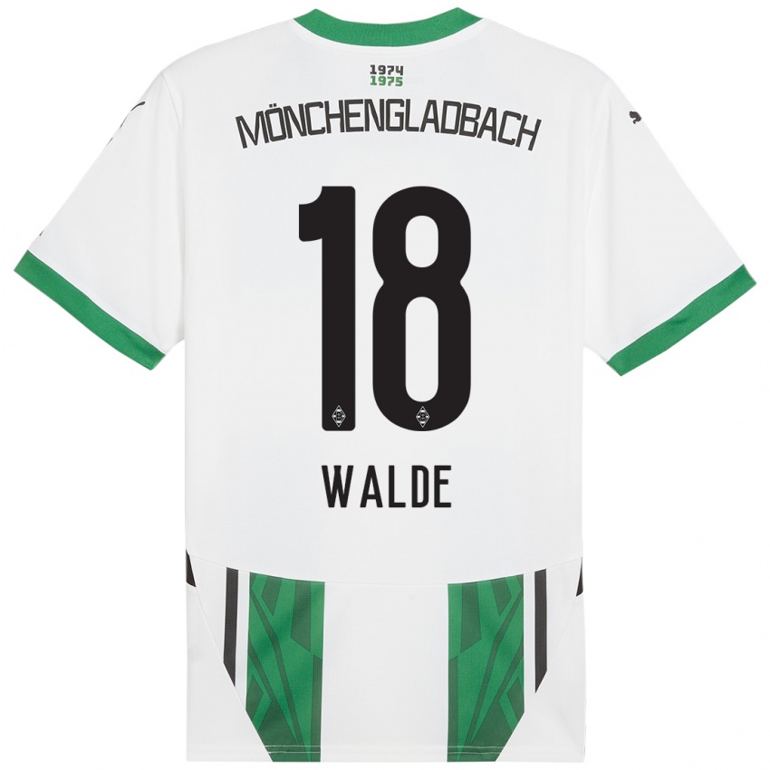 Mulher Camisola Simon Walde #18 Verde Branco Principal 2024/25 Camisa