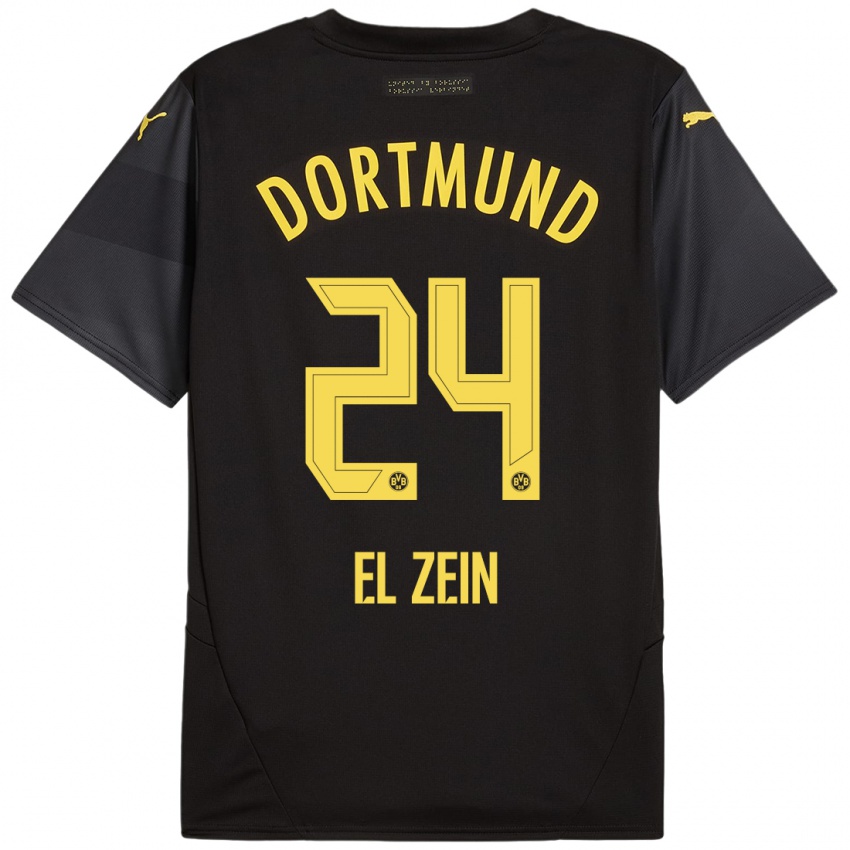 Mulher Camisola Abu-Bekir Omer El-Zein #24 Amarelo Preto Alternativa 2024/25 Camisa