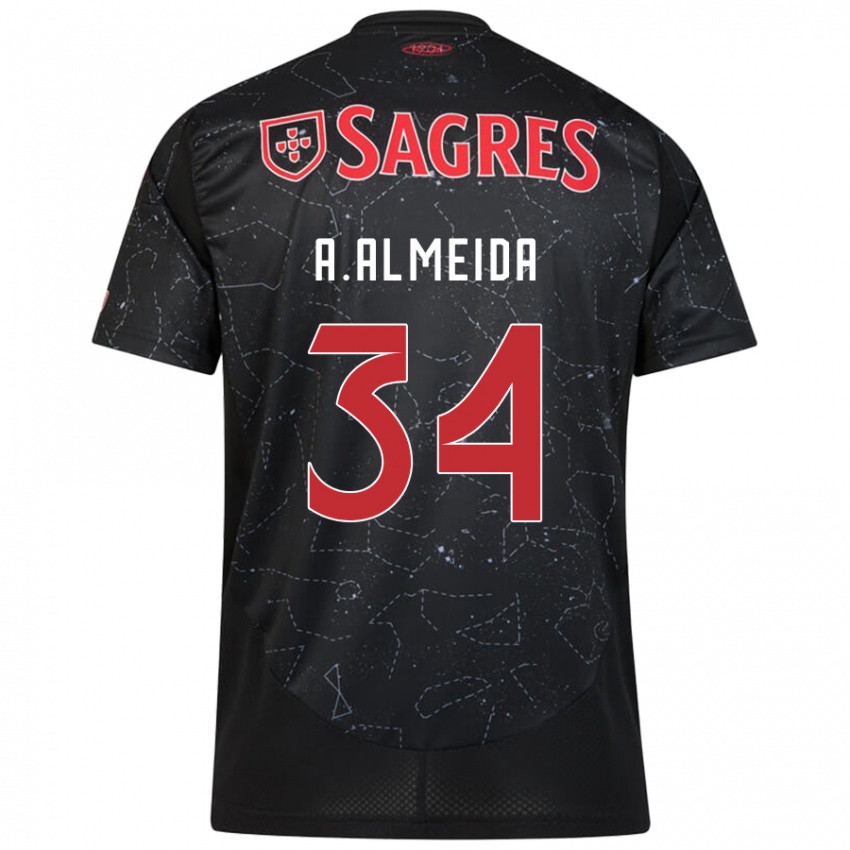 Mulher Camisola Andre Almeida #34 Vermelho Preto Alternativa 2024/25 Camisa