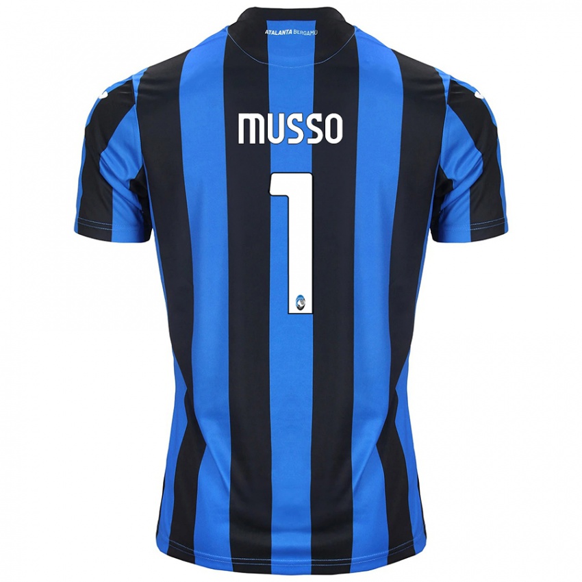 Criança Camisola Juan Musso #1 Azul Preto Principal 2024/25 Camisa