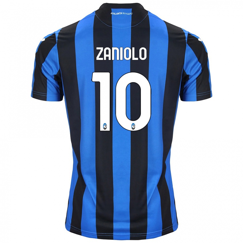 Criança Camisola Nicolo Zaniolo #10 Azul Preto Principal 2024/25 Camisa