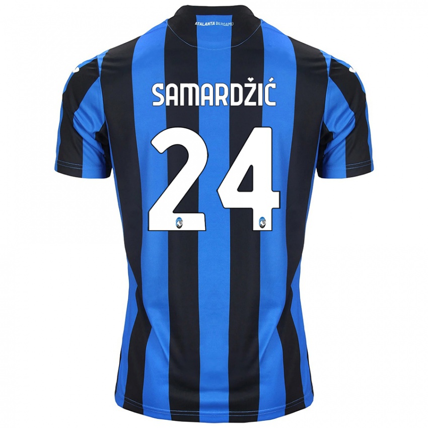 Criança Camisola Lazar Samardžić #24 Azul Preto Principal 2024/25 Camisa