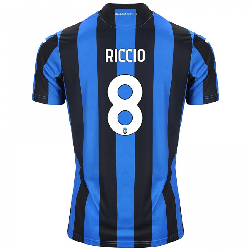 Criança Camisola Lorenzo Riccio #8 Azul Preto Principal 2024/25 Camisa