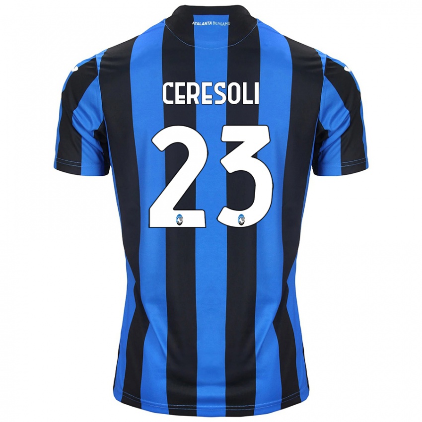 Criança Camisola Andrea Ceresoli #23 Azul Preto Principal 2024/25 Camisa