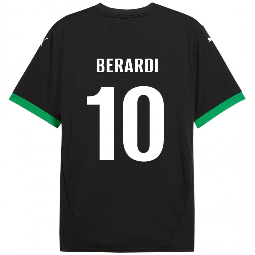 Criança Camisola Domenico Berardi #10 Preto Verde Escuro Principal 2024/25 Camisa